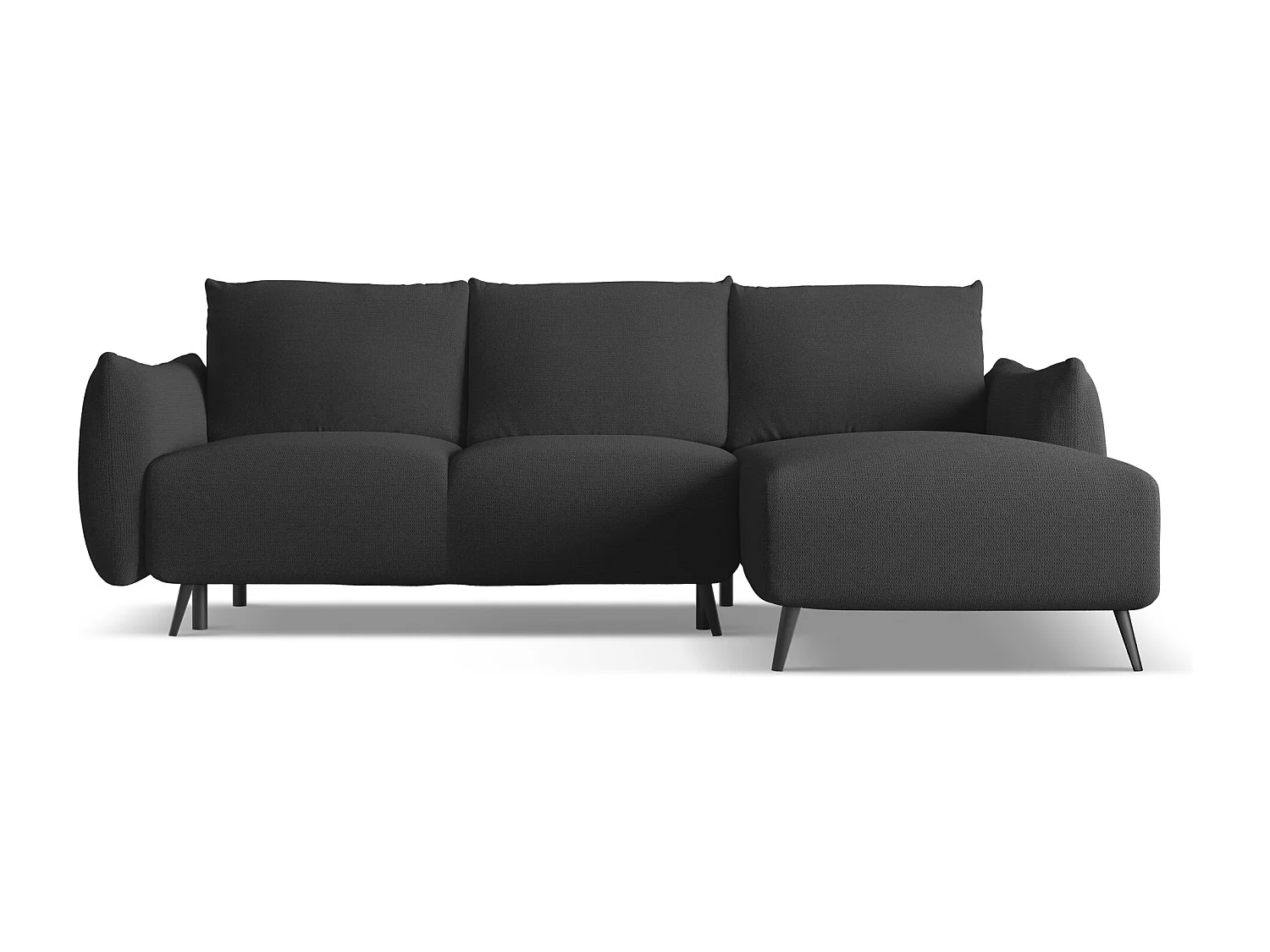 Ecksofa mit Schlaffunktion - Ecke Rechts - Chenille - Anthrazit - MALIE