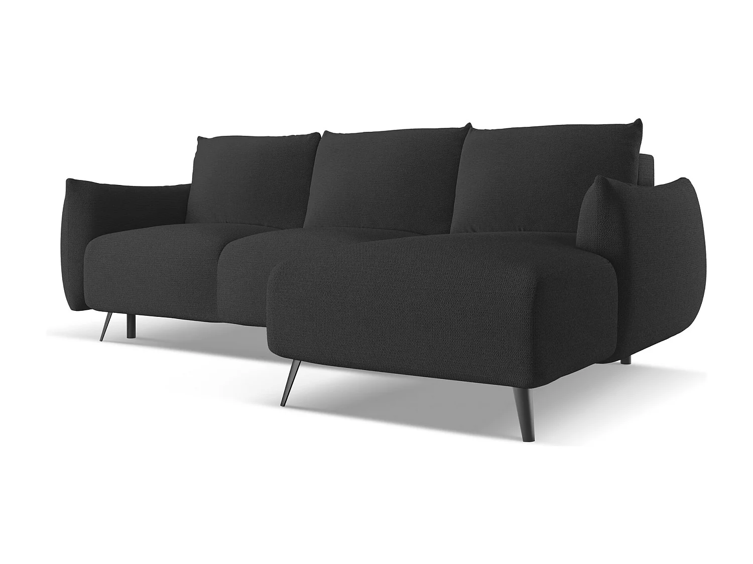 Ecksofa mit Schlaffunktion - Ecke Rechts - Chenille - Anthrazit - MALIE
