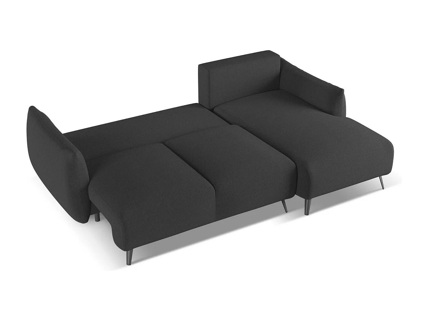 Ecksofa mit Schlaffunktion - Ecke Rechts - Chenille - Anthrazit - MALIE