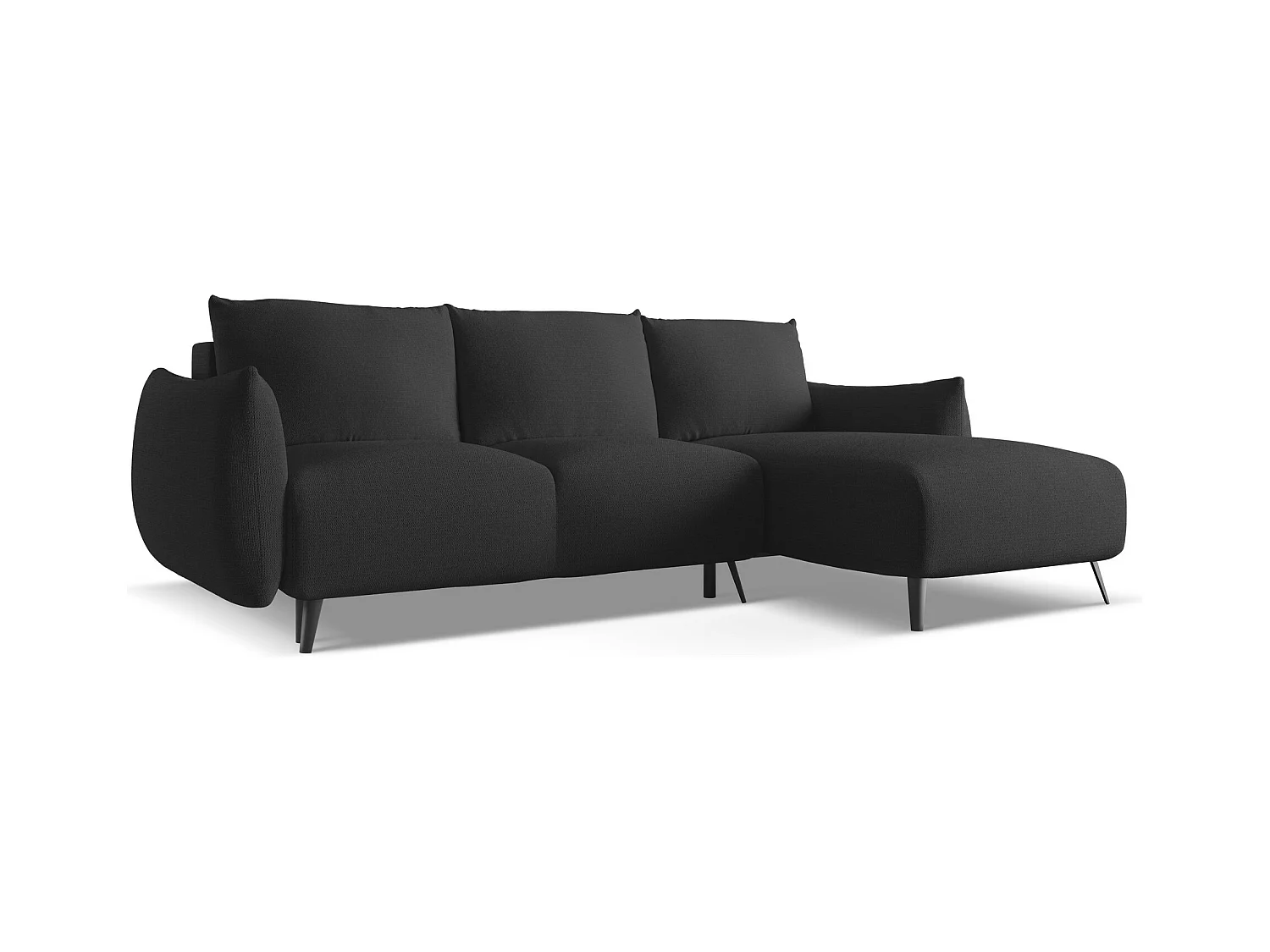 Ecksofa mit Schlaffunktion - Ecke Rechts - Chenille - Anthrazit - MALIE