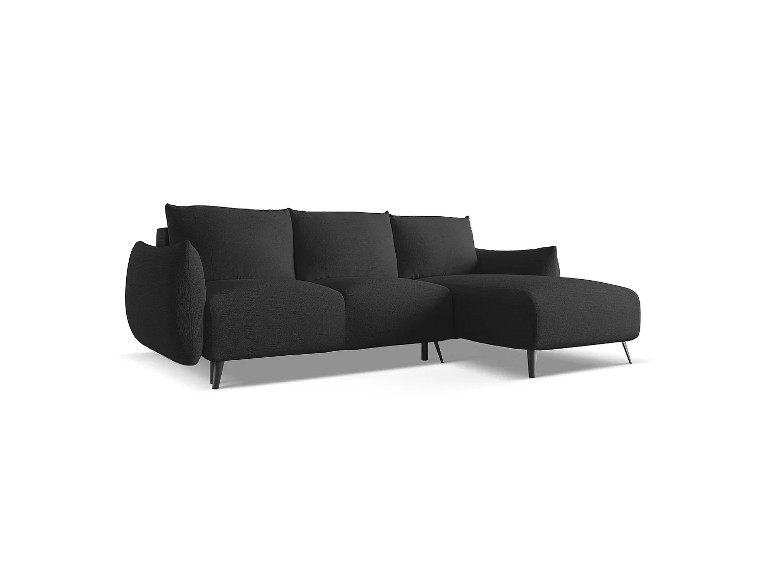 Canapé d'angle droit convertible en tissu chenille - anthracite - GENOVA