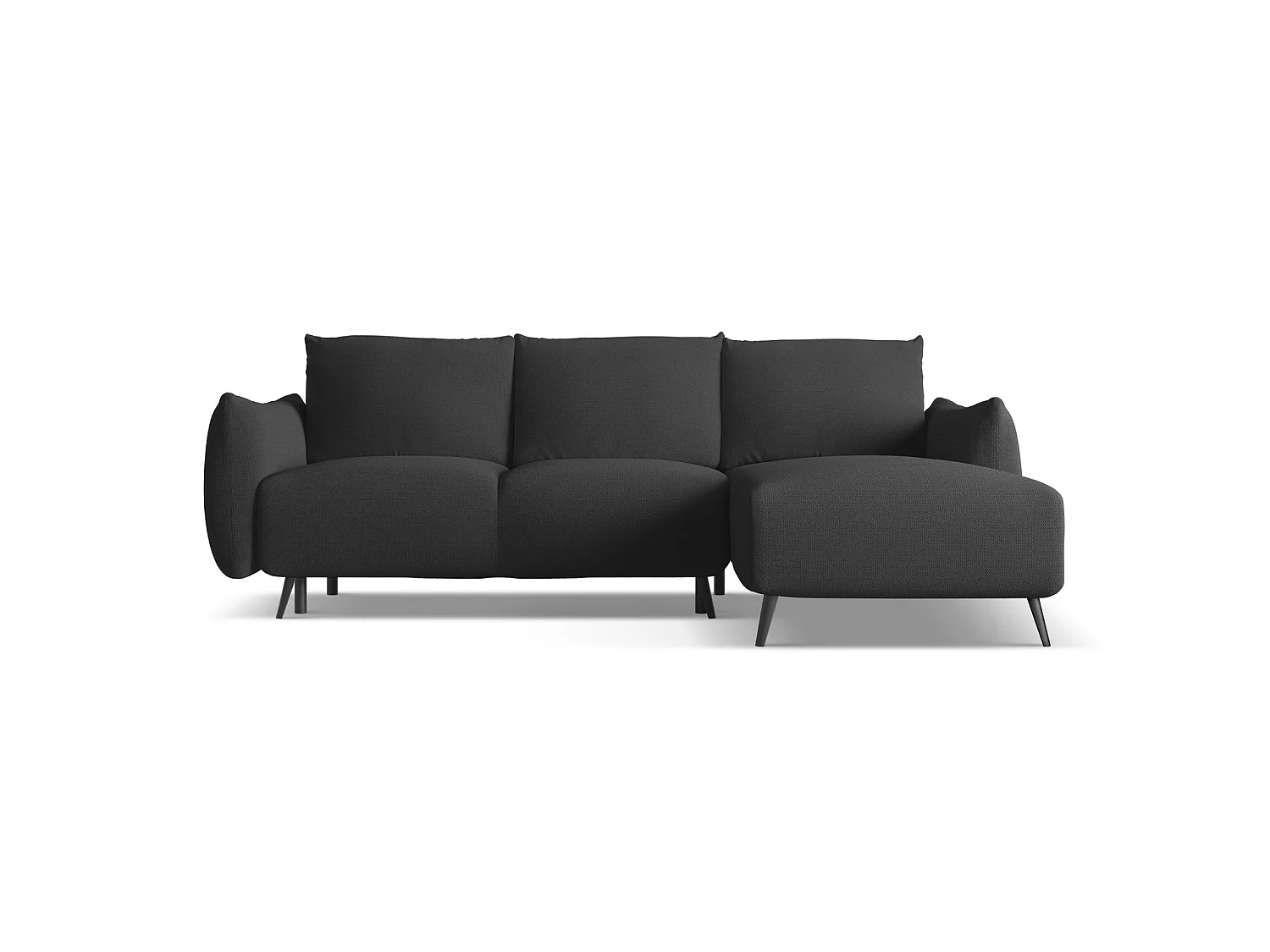 Canapé d'angle droit convertible en tissu chenille - anthracite - GENOVA