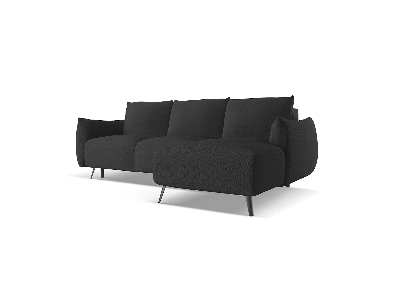 Canapé d'angle droit convertible en tissu chenille - anthracite - GENOVA