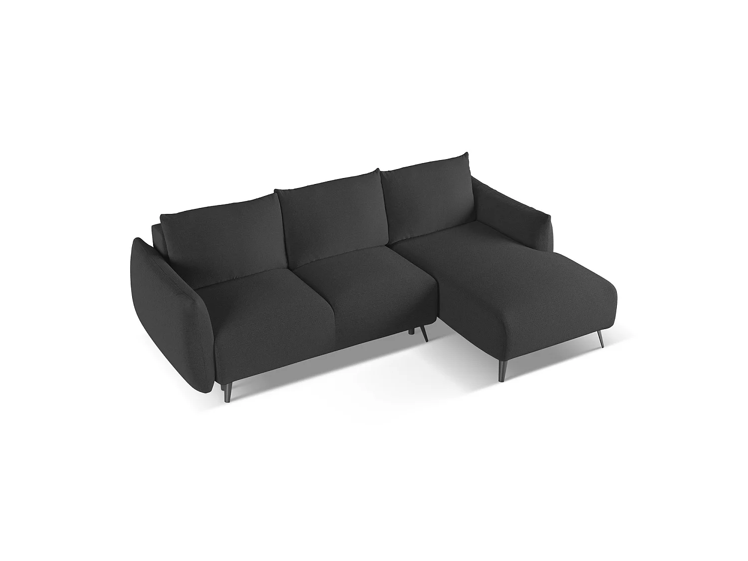 Canapé d'angle droit convertible en tissu chenille - anthracite - GENOVA