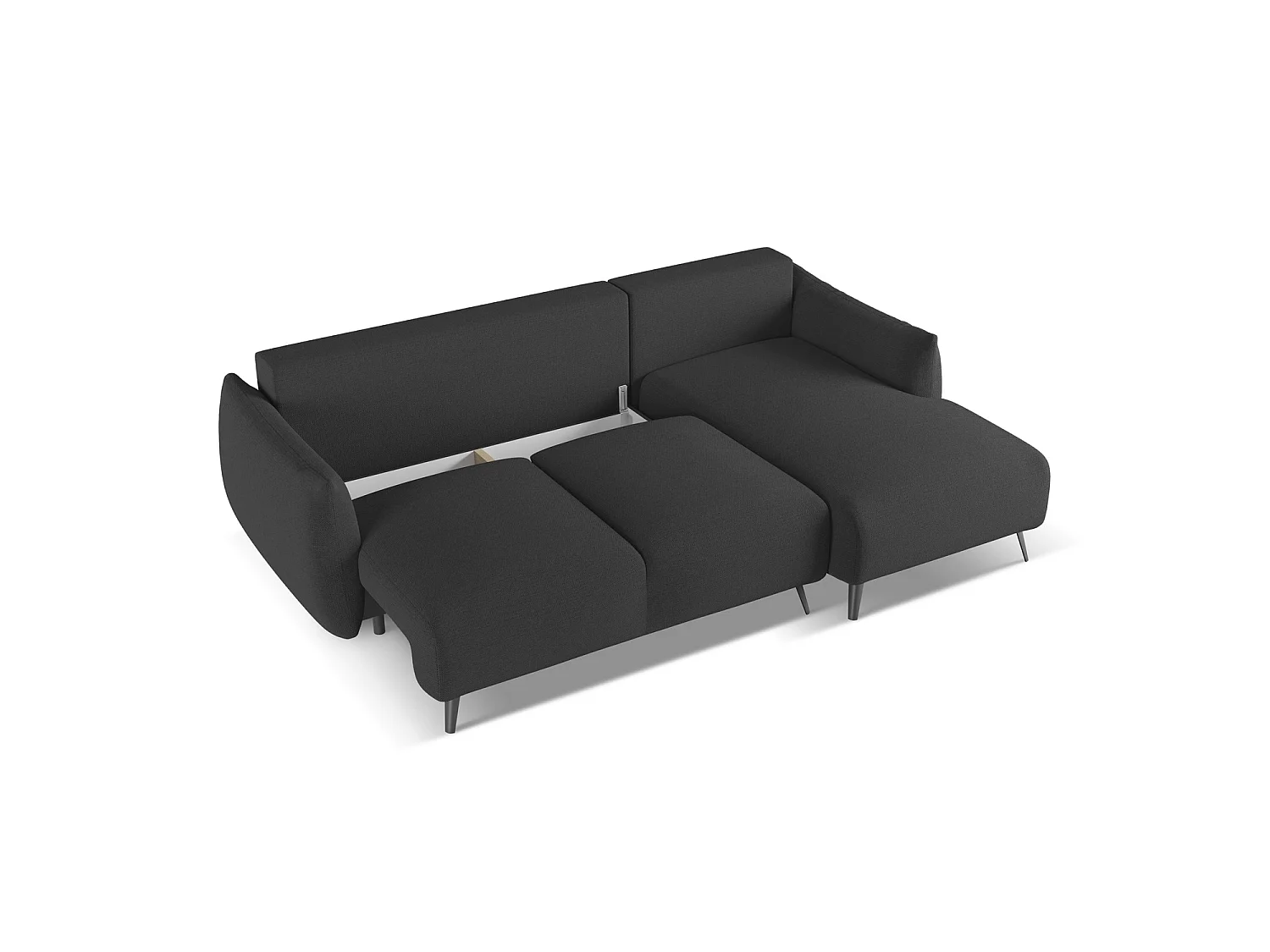Canapé d'angle droit convertible en tissu chenille - anthracite - GENOVA