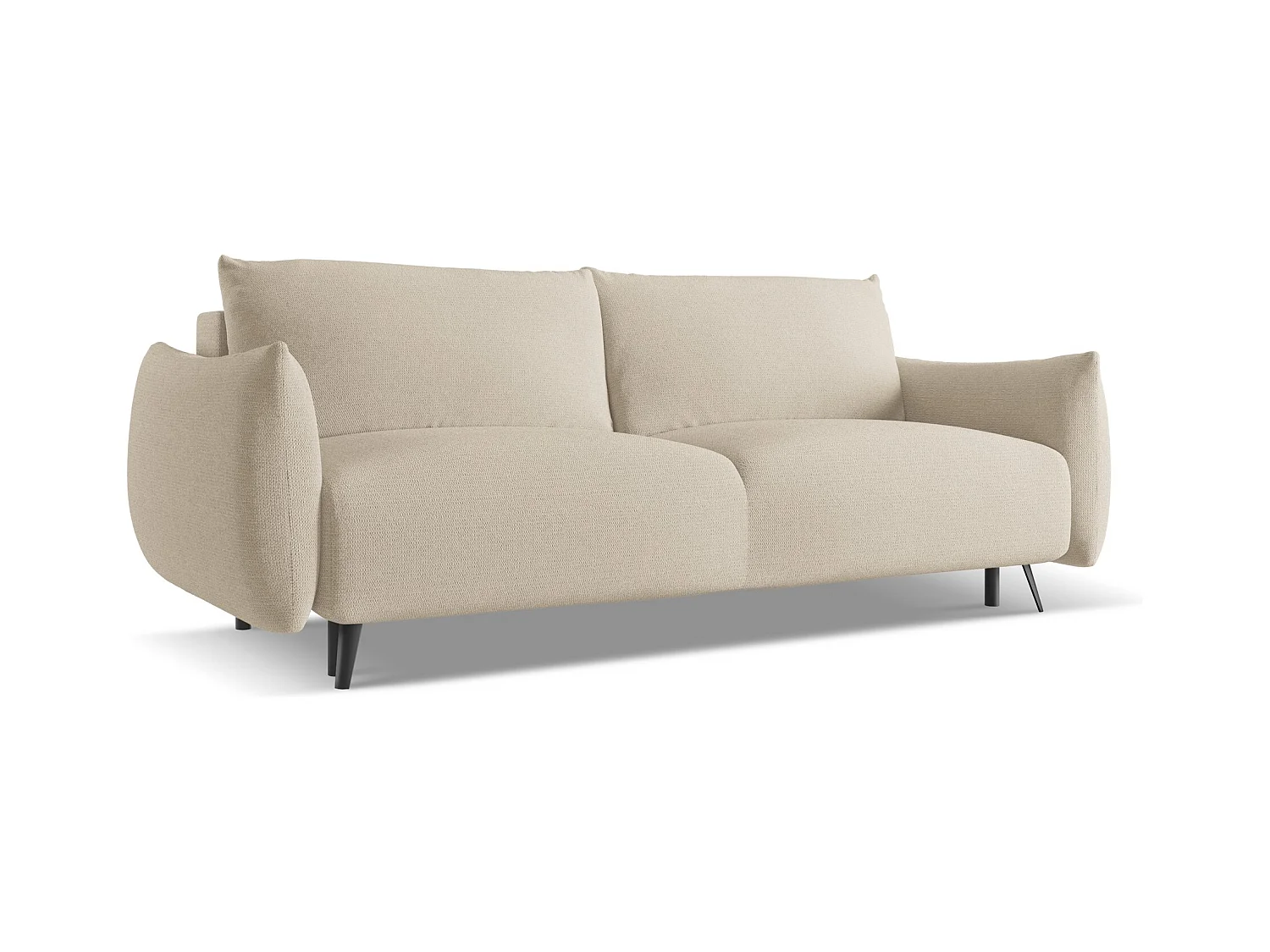 Canapé 3 places convertible en tissu chenille - beige foncé - MALIE