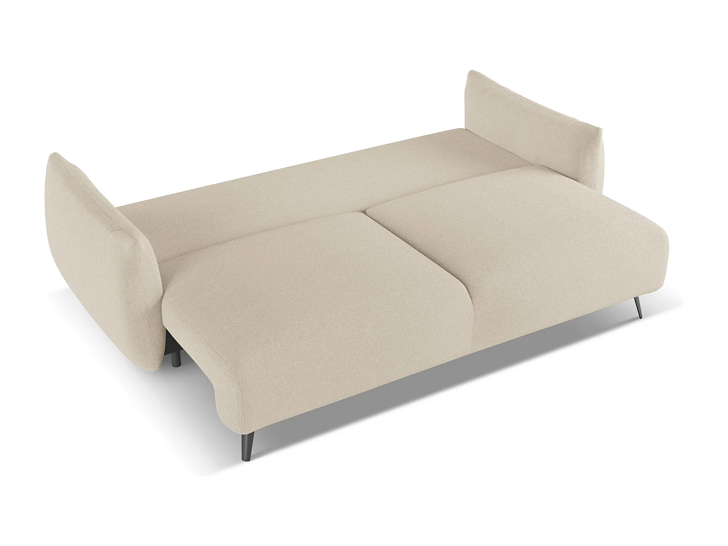 Driezits-slaapbank van donkerbeige chenille stof - MALIE