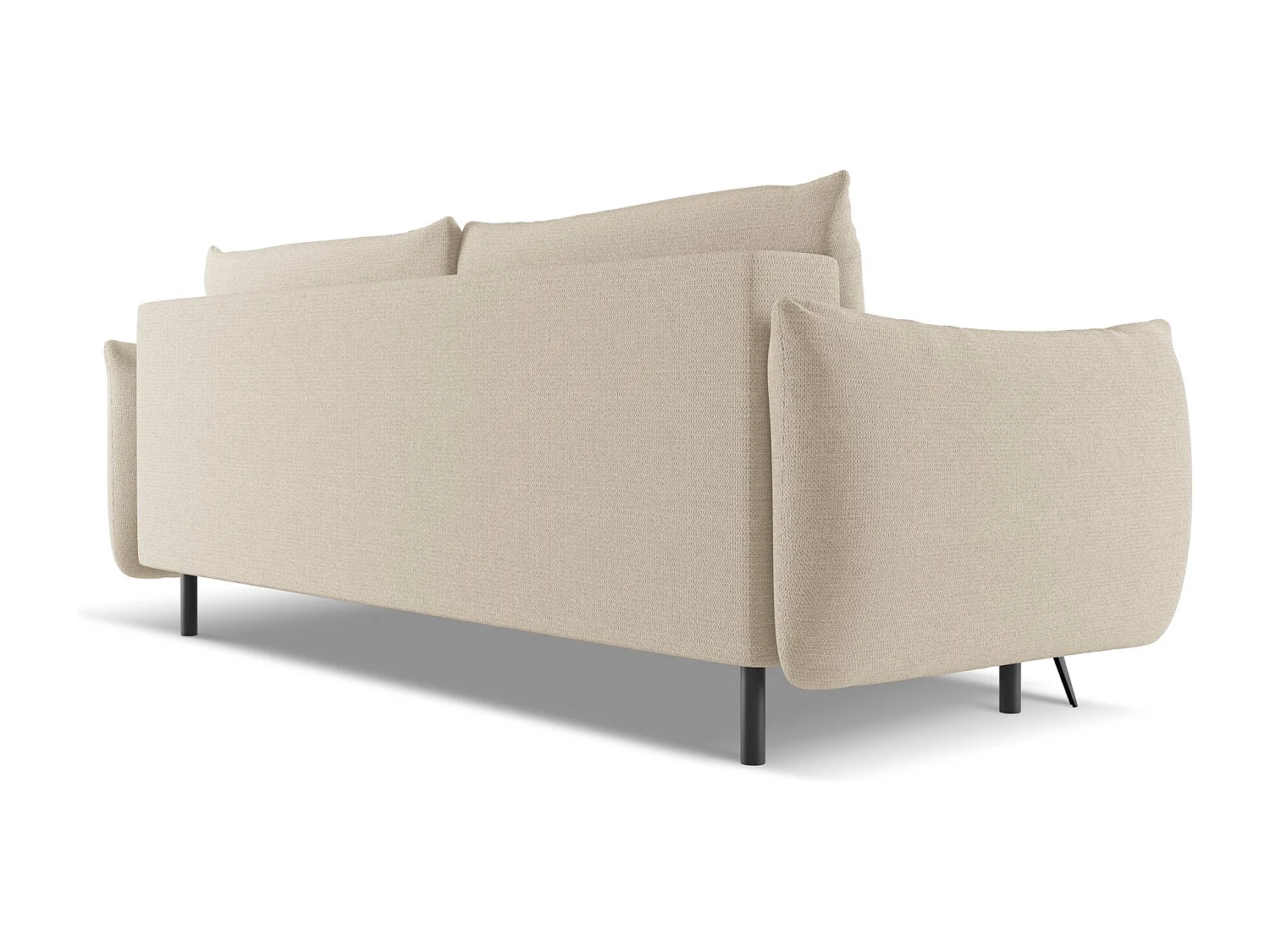 Driezits-slaapbank van donkerbeige chenille stof - MALIE