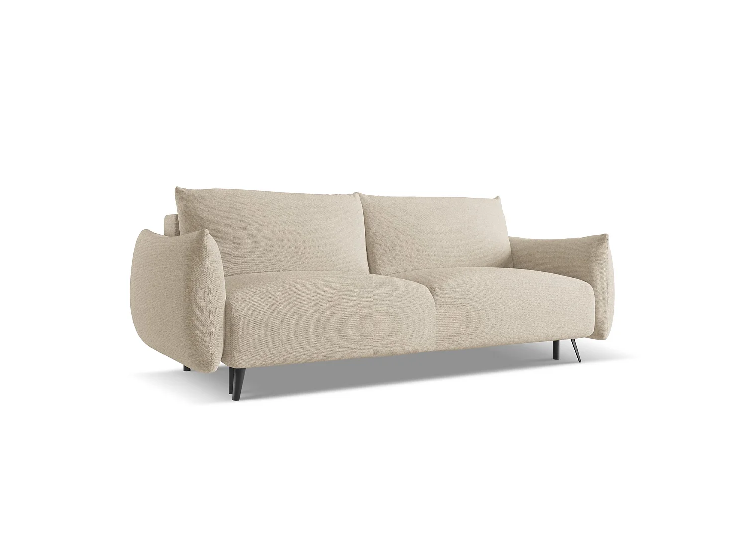 Canapé 3 places convertible en tissu chenille - beige foncé - GENOVA