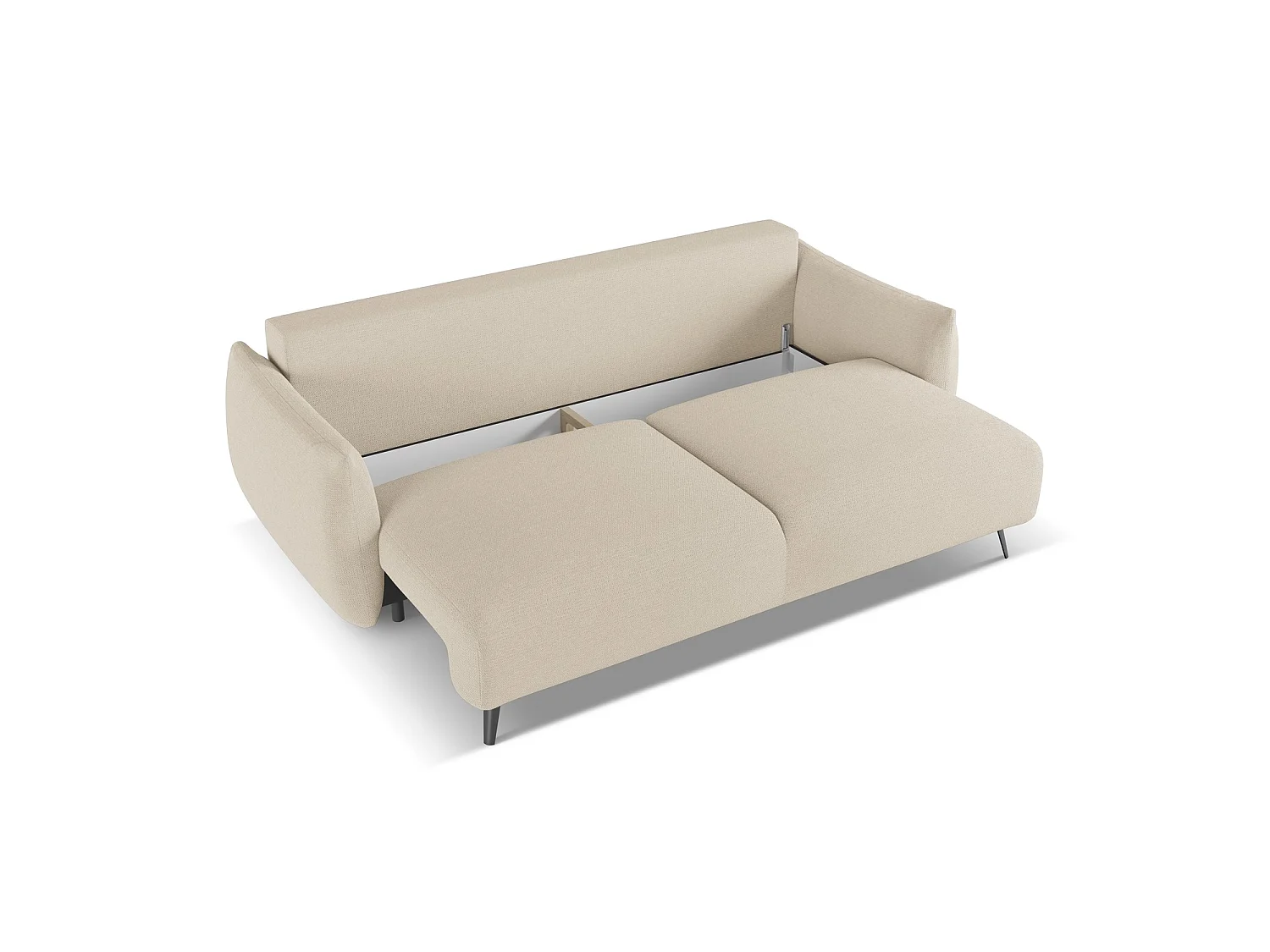 Canapé 3 places convertible en tissu chenille - beige foncé - GENOVA