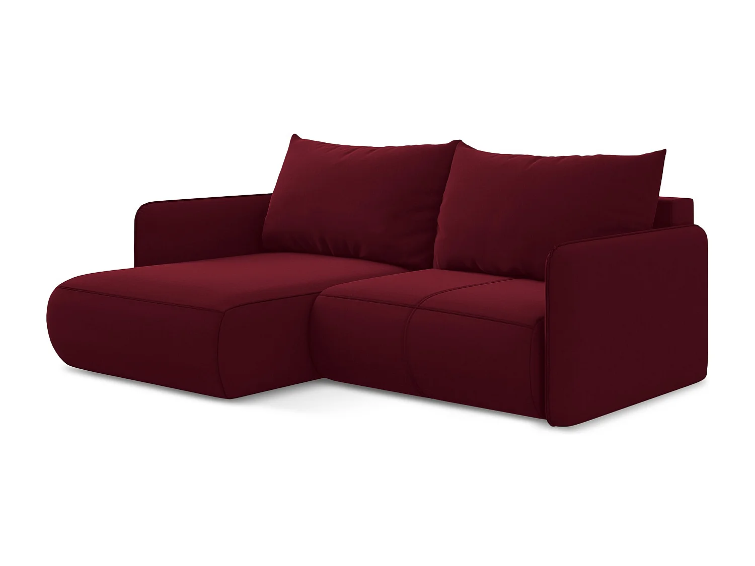 2,5-Sitzer Ecksofa mit Schlaffunktion - Ecke Links - Samt - Burgund - NANEA