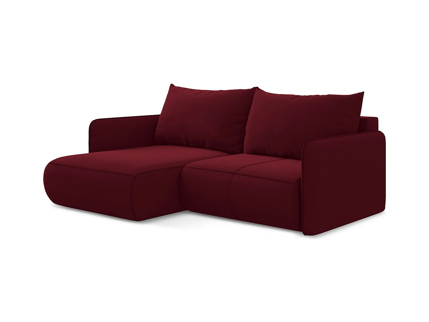 2,5-Sitzer Ecksofa mit Schlaffunktion - Ecke Links - Samt - Burgund - NANEA