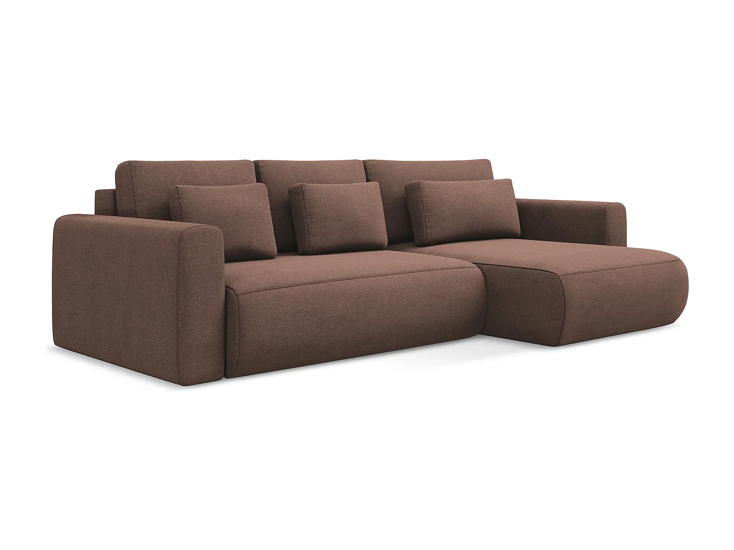 Ecksofa mit Schlaffunktion - Ecke Rechts - Strukturstoff - Puderrosa - KAPUA