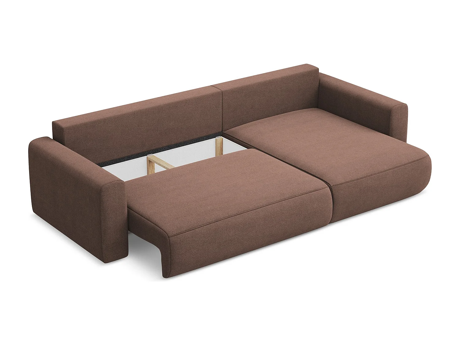 Ecksofa mit Schlaffunktion - Ecke Rechts - Strukturstoff - Puderrosa - KAPUA