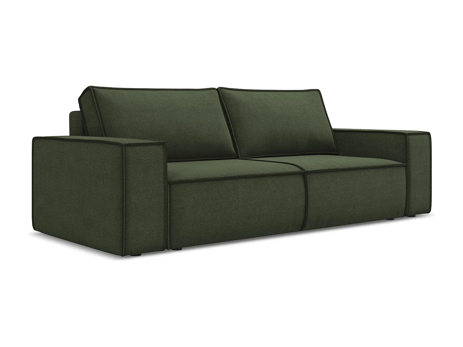 3-Sitzer Sofa mit Schlaffunktion - - Strukturstoff - Olive - KIMO
