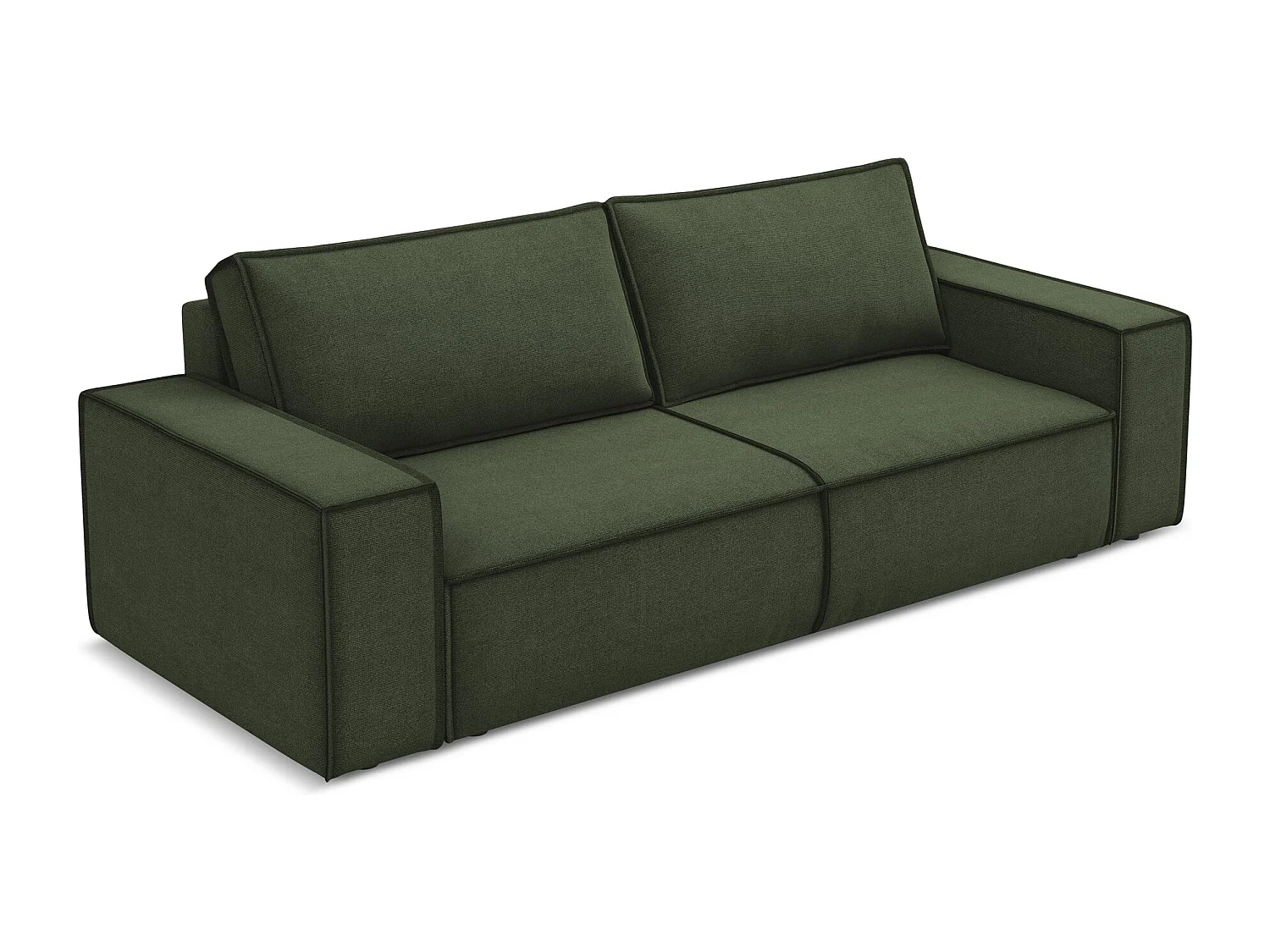 3-Sitzer Sofa mit Schlaffunktion - - Strukturstoff - Olive - KIMO