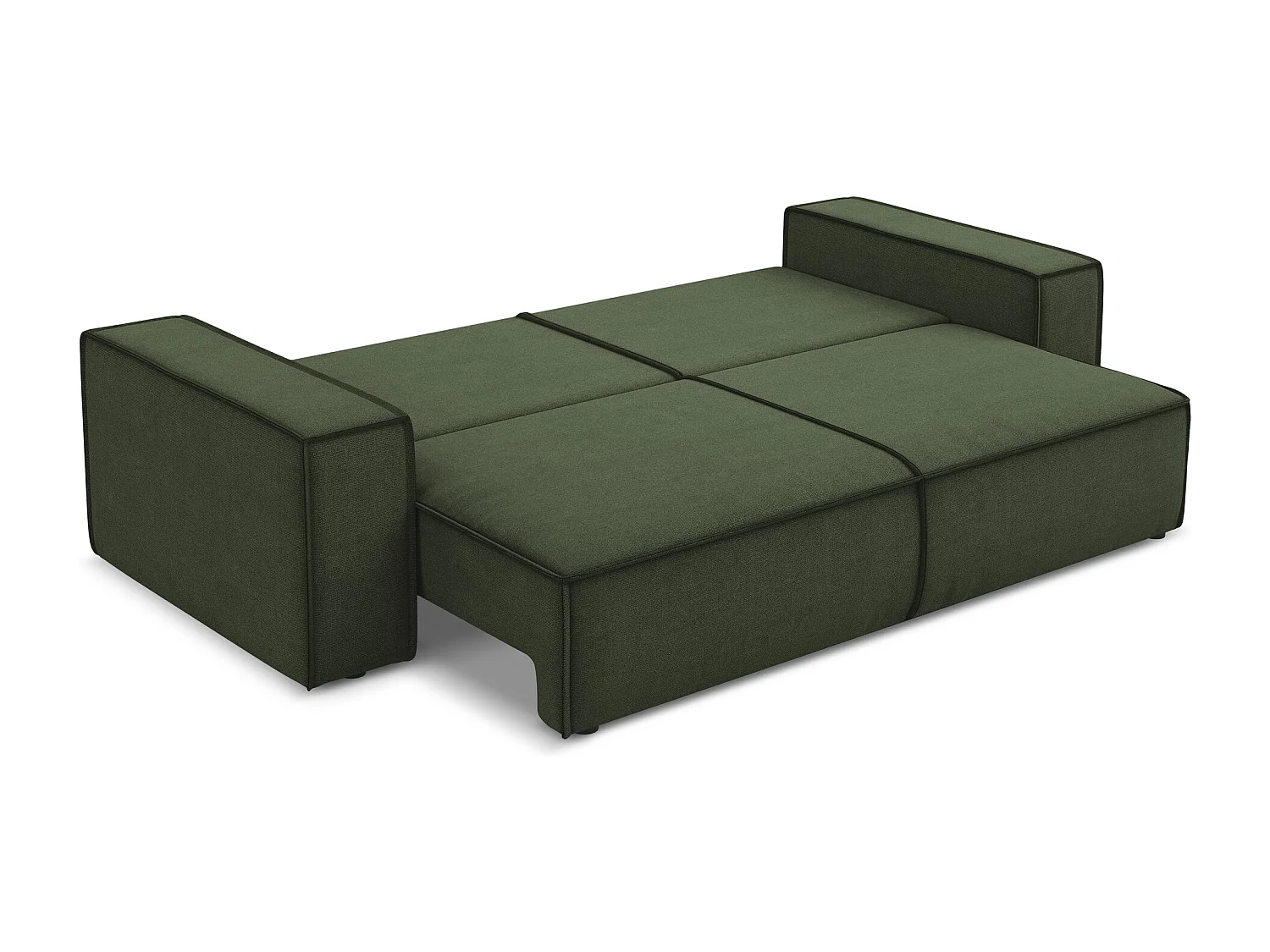 3-Sitzer Sofa mit Schlaffunktion - - Strukturstoff - Olive - KIMO