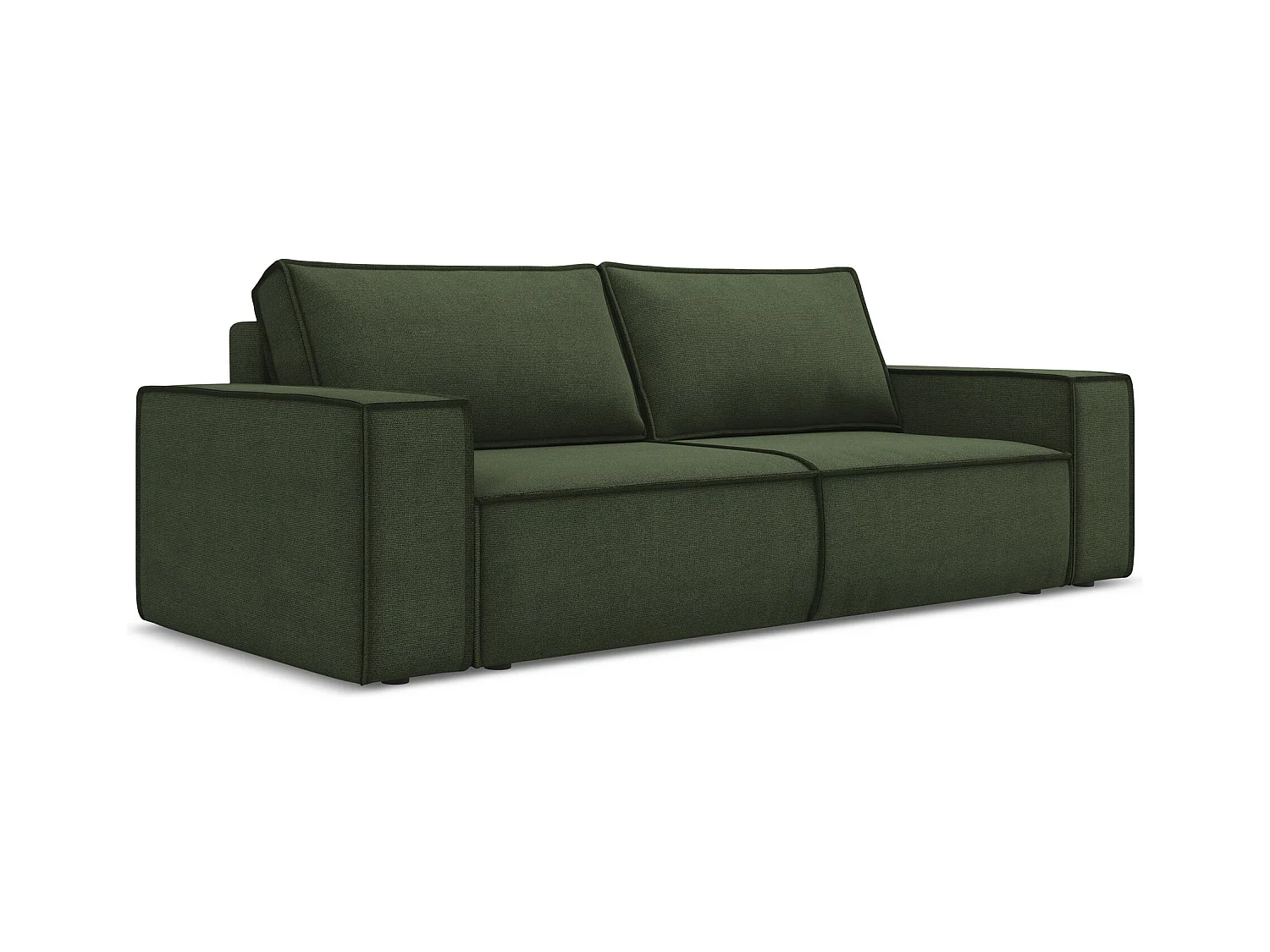 3-Sitzer Sofa mit Schlaffunktion - - Strukturstoff - Olive - KIMO