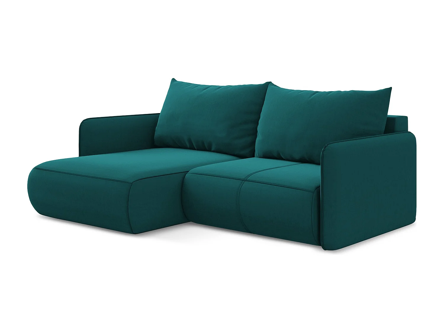 2,5-Sitzer Ecksofa mit Schlaffunktion - Ecke Links - Samt - Marine - NANEA