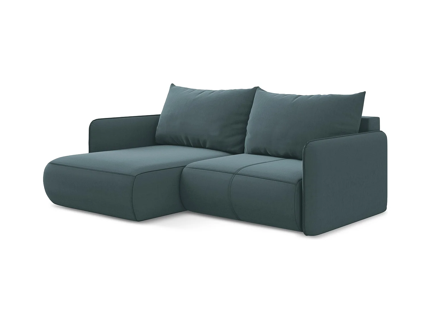 2,5-Sitzer Ecksofa mit Schlaffunktion - Ecke Links - Samt - Marine - NANEA