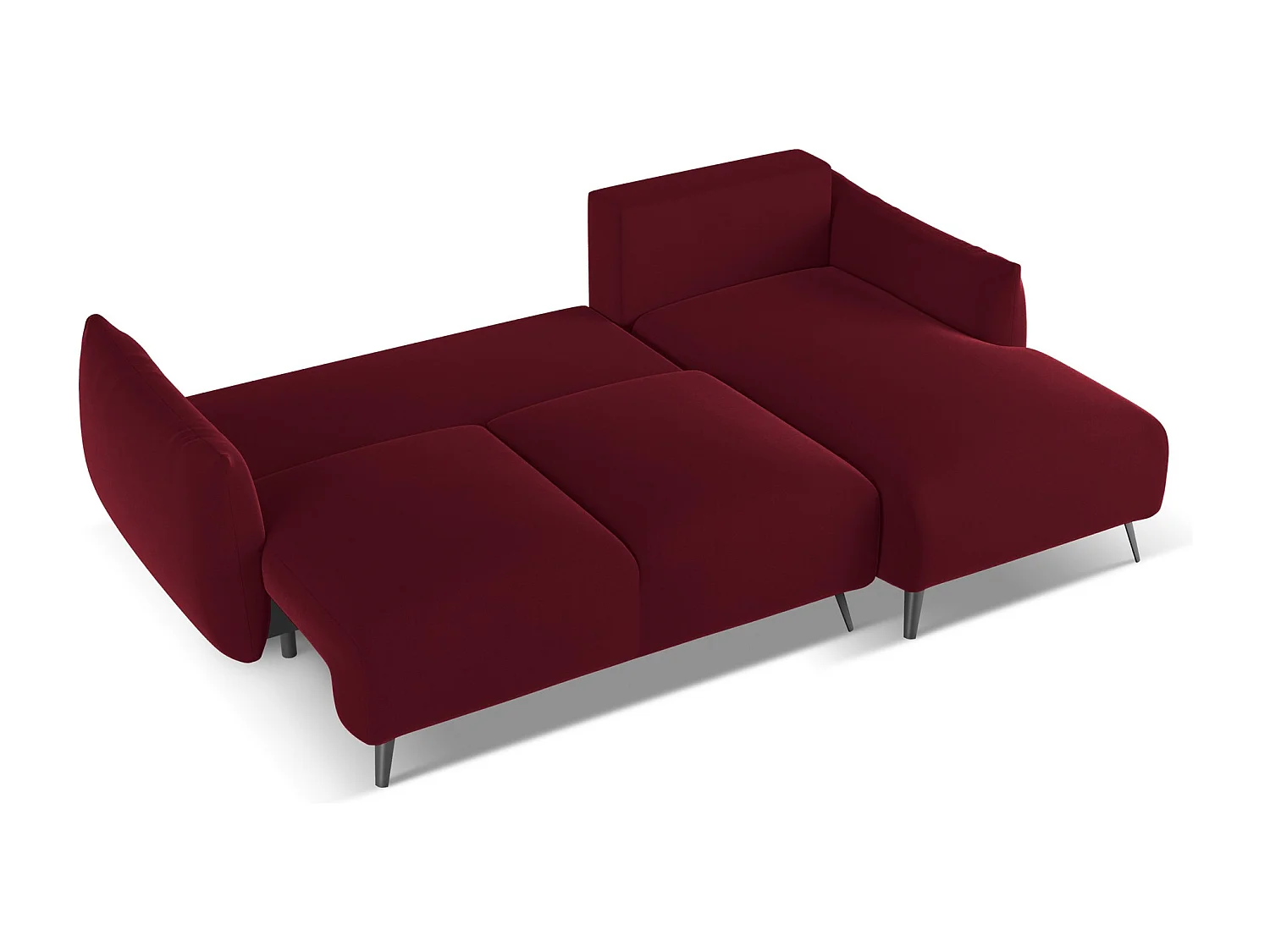 Hoekslaapbank rechts van bourgondië velours - MALIE