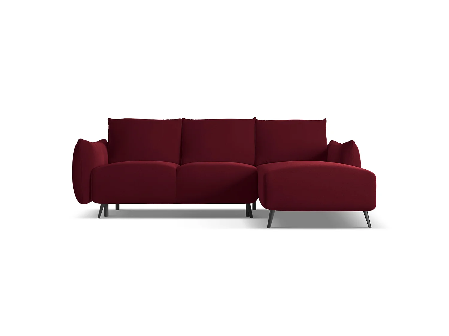 Ecksofa mit Schlaffunktion - Ecke Rechts - Samt - Burgund - GENOVA