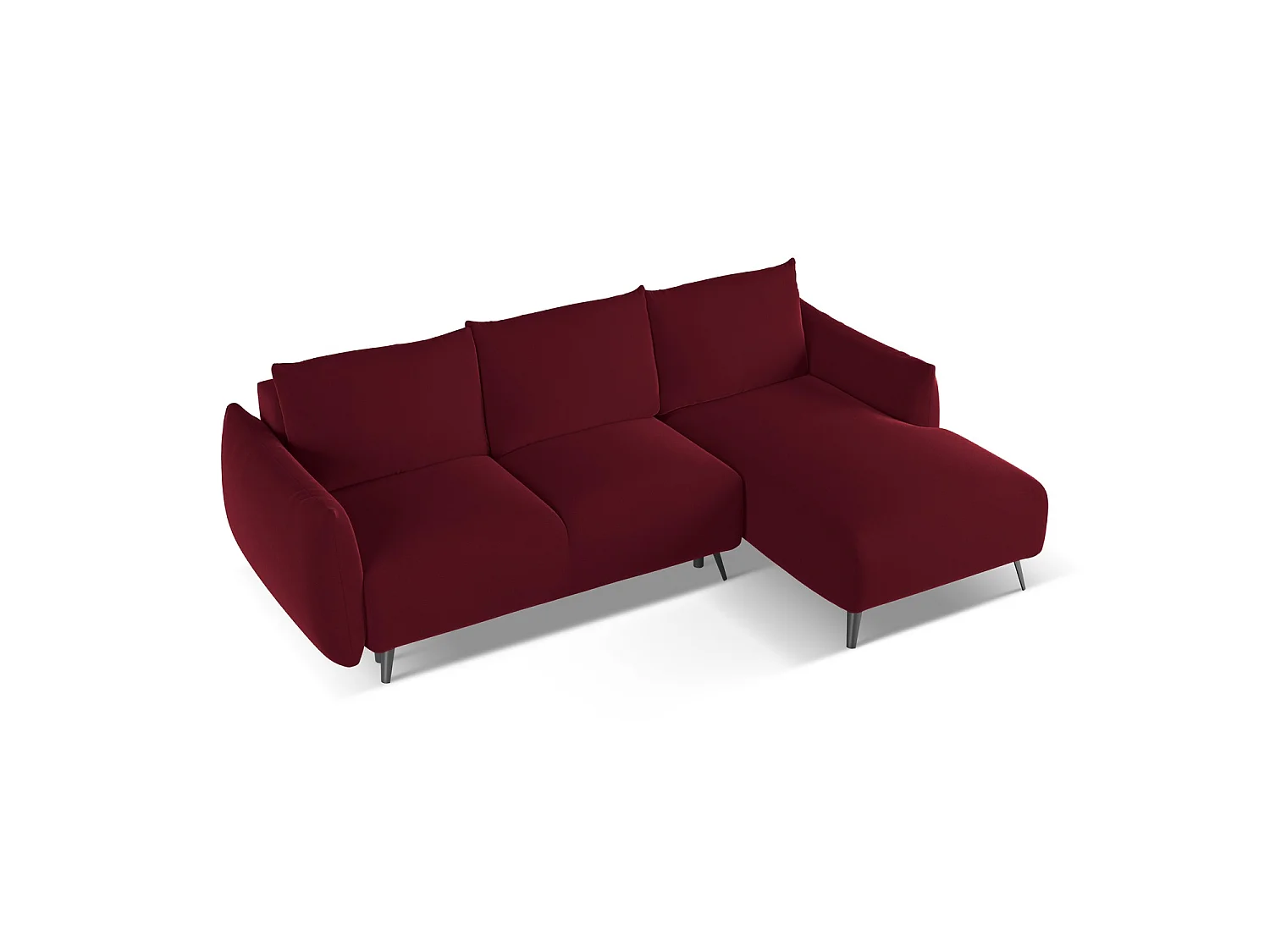 Ecksofa mit Schlaffunktion - Ecke Rechts - Samt - Burgund - GENOVA