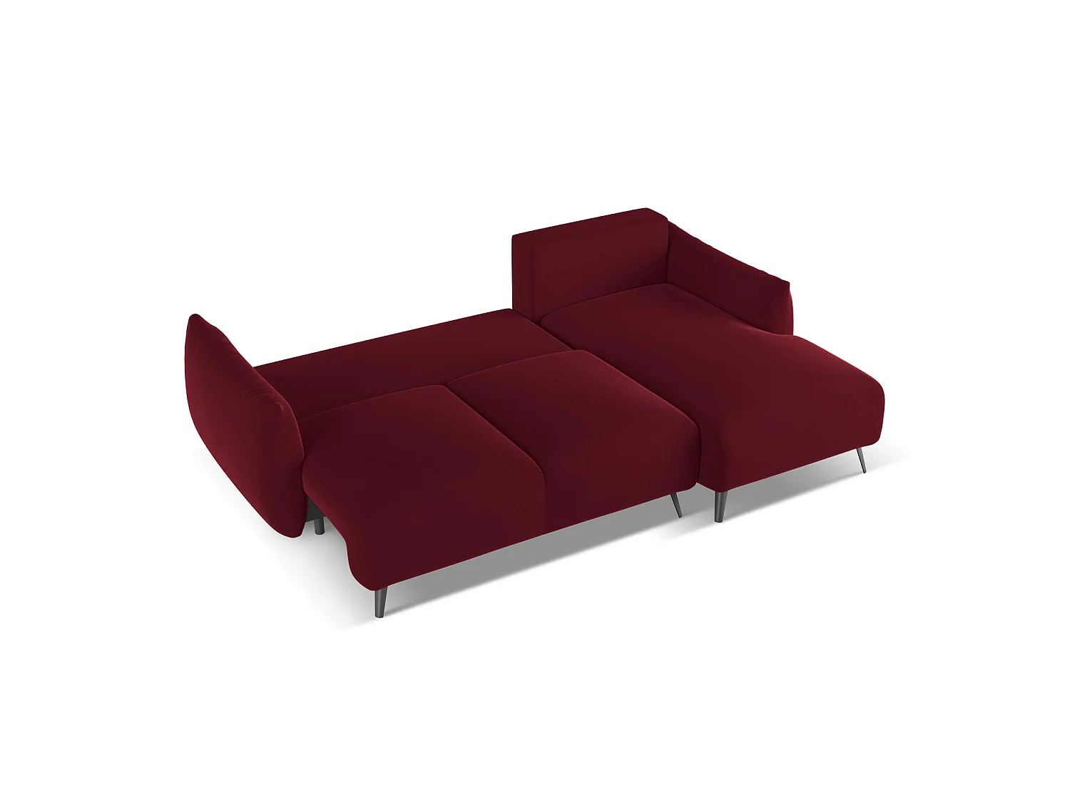 Ecksofa mit Schlaffunktion - Ecke Rechts - Samt - Burgund - GENOVA
