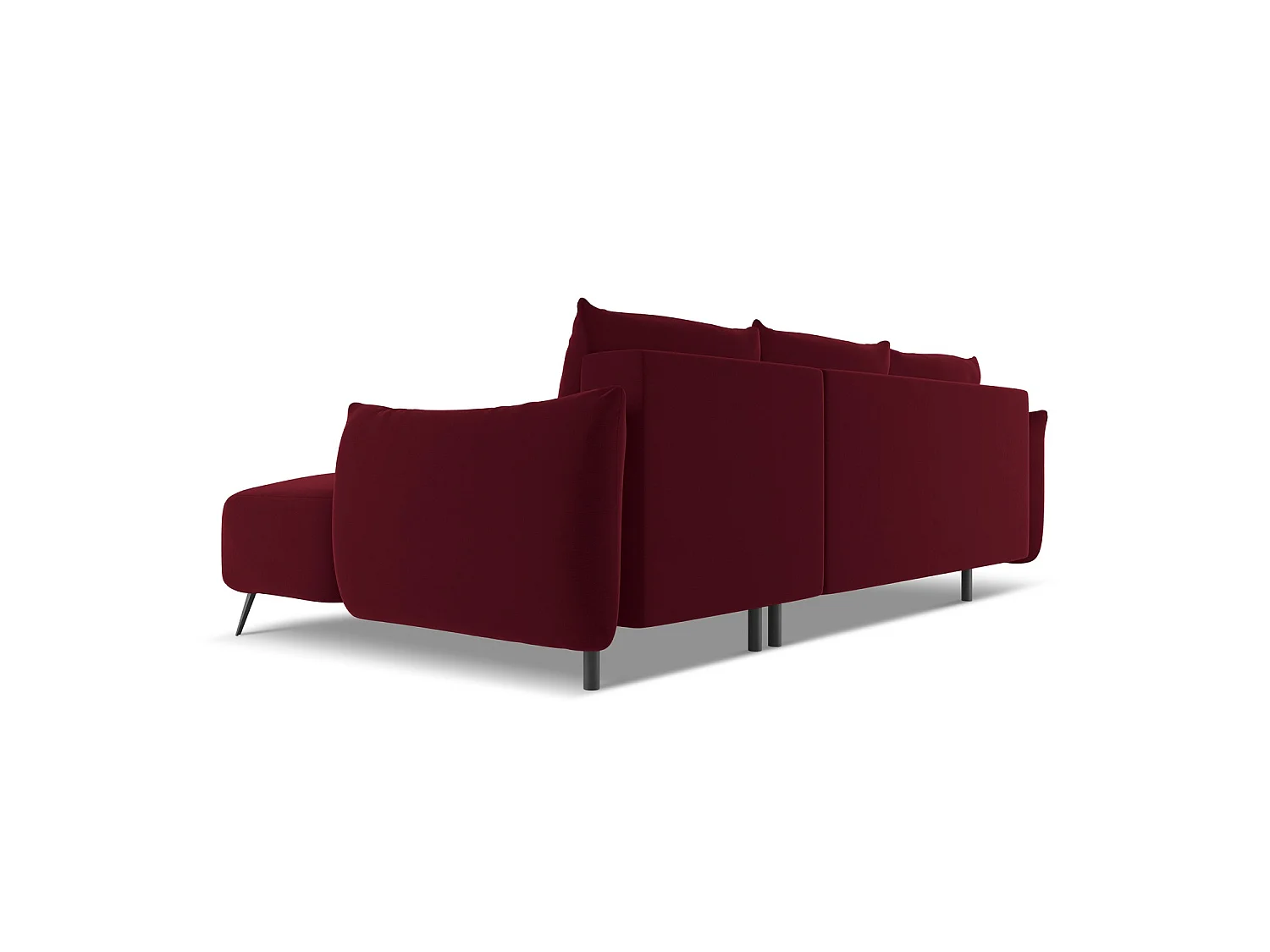 Ecksofa mit Schlaffunktion - Ecke Rechts - Samt - Burgund - GENOVA