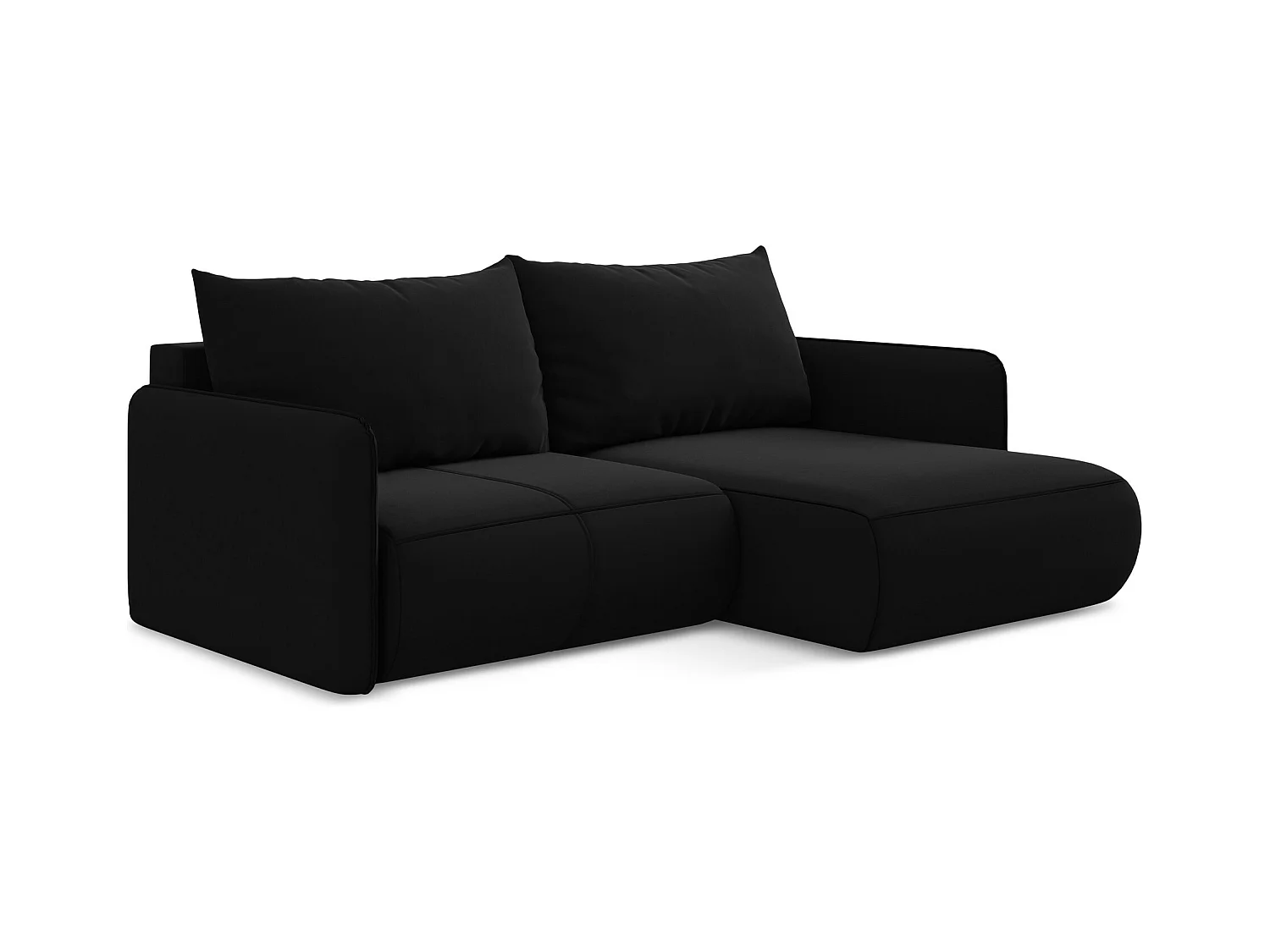 2,5-Sitzer Ecksofa mit Schlaffunktion - Ecke Rechts - Samt - Schwarz - NANEA