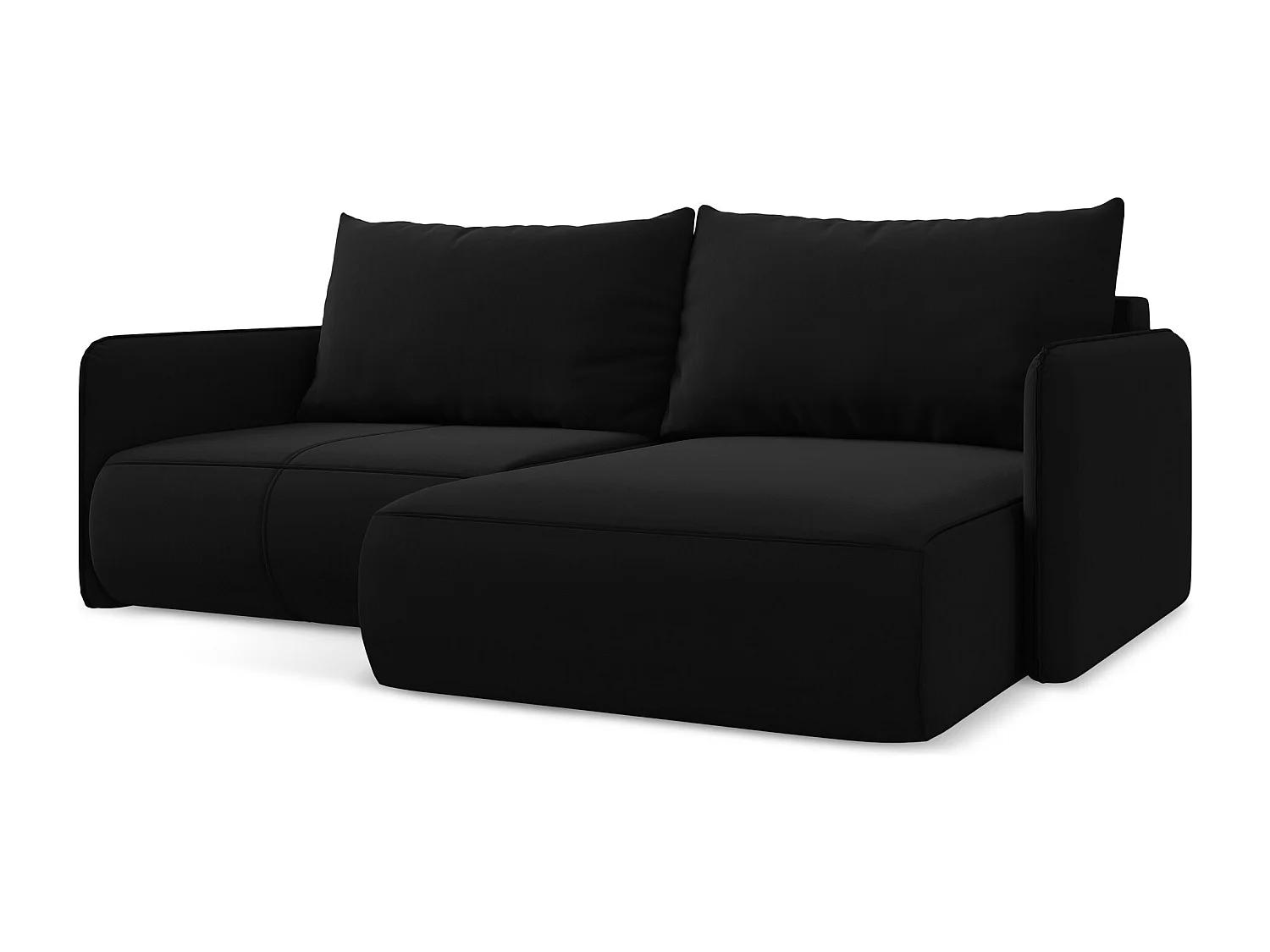 Canapé d’angle 2,5 places droit convertible en velours - noir - NANEA