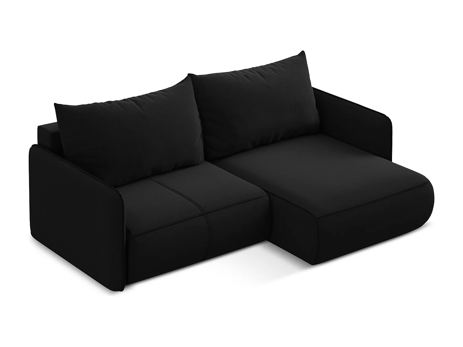 Canapé d’angle 2,5 places droit convertible en velours - noir - NANEA