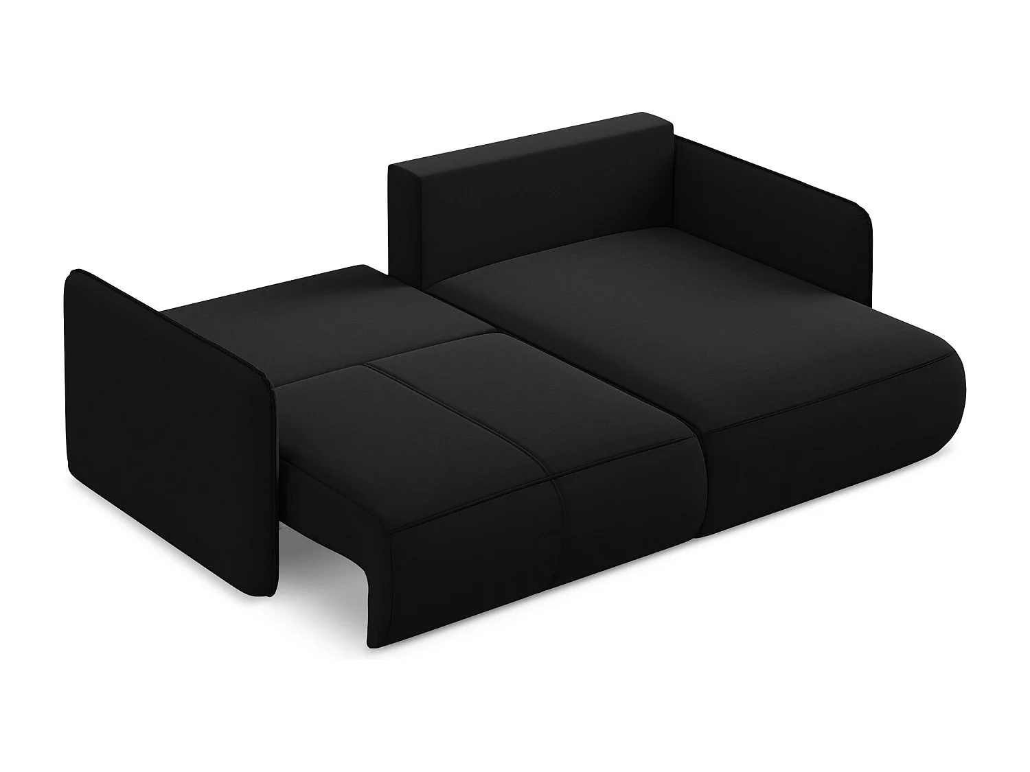 Canapé d’angle 2,5 places droit convertible en velours - noir - NANEA