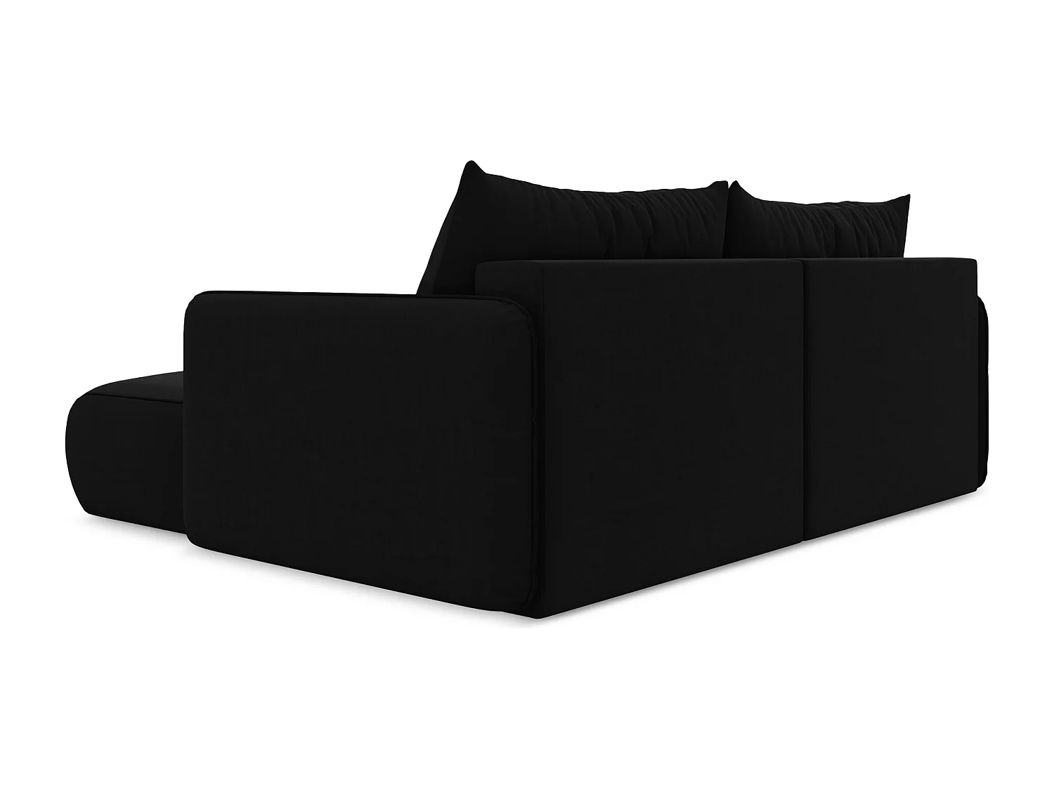 Canapé d’angle 2,5 places droit convertible en velours - noir - NANEA