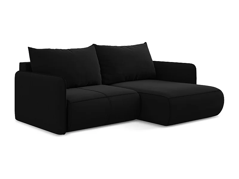 2,5-Sitzer Ecksofa mit Schlaffunktion - Ecke Rechts - Samt - Schwarz - NANEA
