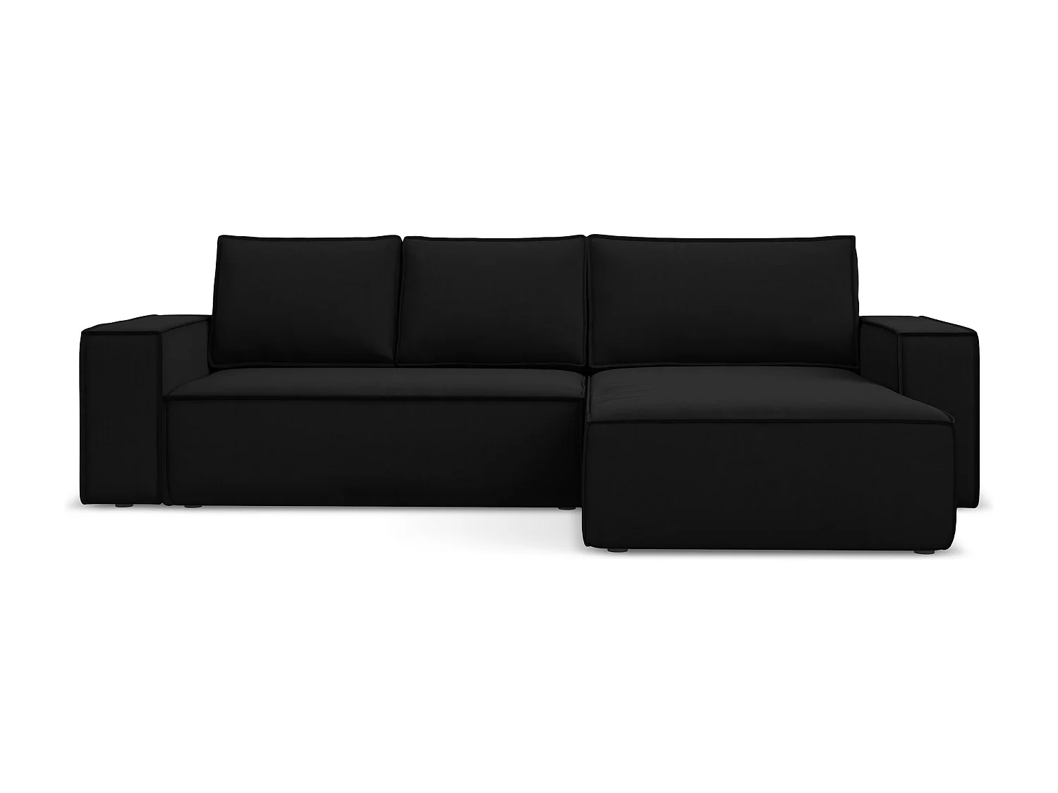 Ecksofa mit Schlaffunktion - Ecke Rechts - Samt - Schwarz - KIMO