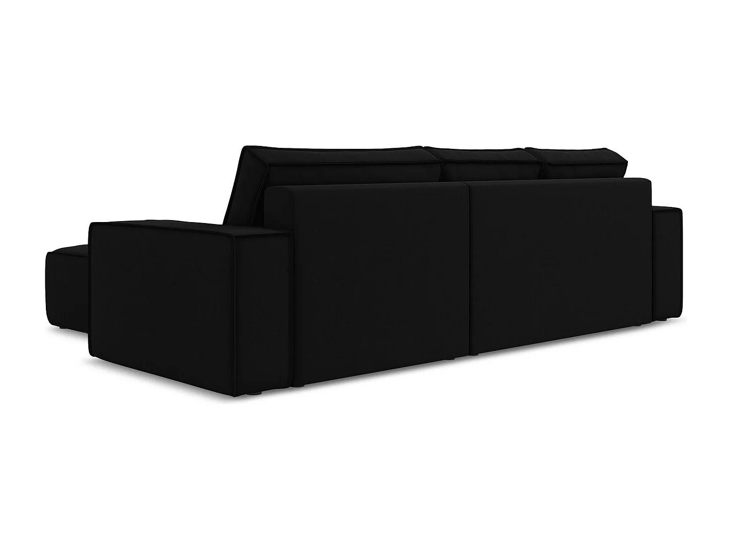 Narożnik prawostronny z funkcją spania - z tkaniny welwetowej - czarny - KIMO