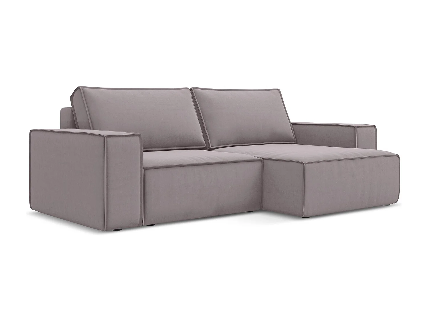 2-Sitzer Ecksofa mit Schlaffunktion - Ecke Rechts - Samt - Lavendel - KIMO