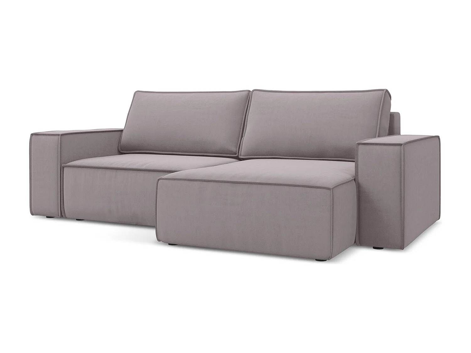 2-Sitzer Ecksofa mit Schlaffunktion - Ecke Rechts - Samt - Lavendel - KIMO