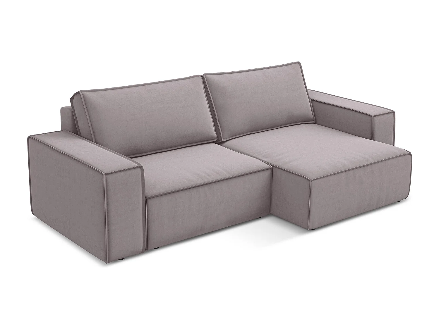 2-Sitzer Ecksofa mit Schlaffunktion - Ecke Rechts - Samt - Lavendel - KIMO