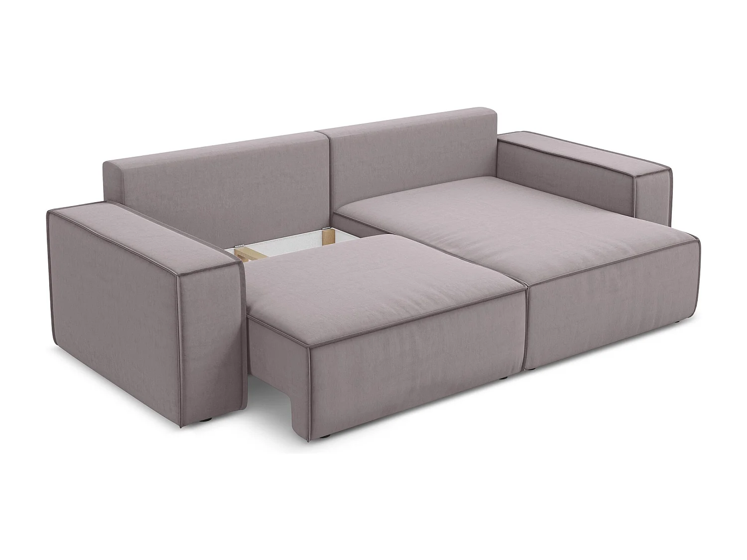 2-Sitzer Ecksofa mit Schlaffunktion - Ecke Rechts - Samt - Lavendel - KIMO