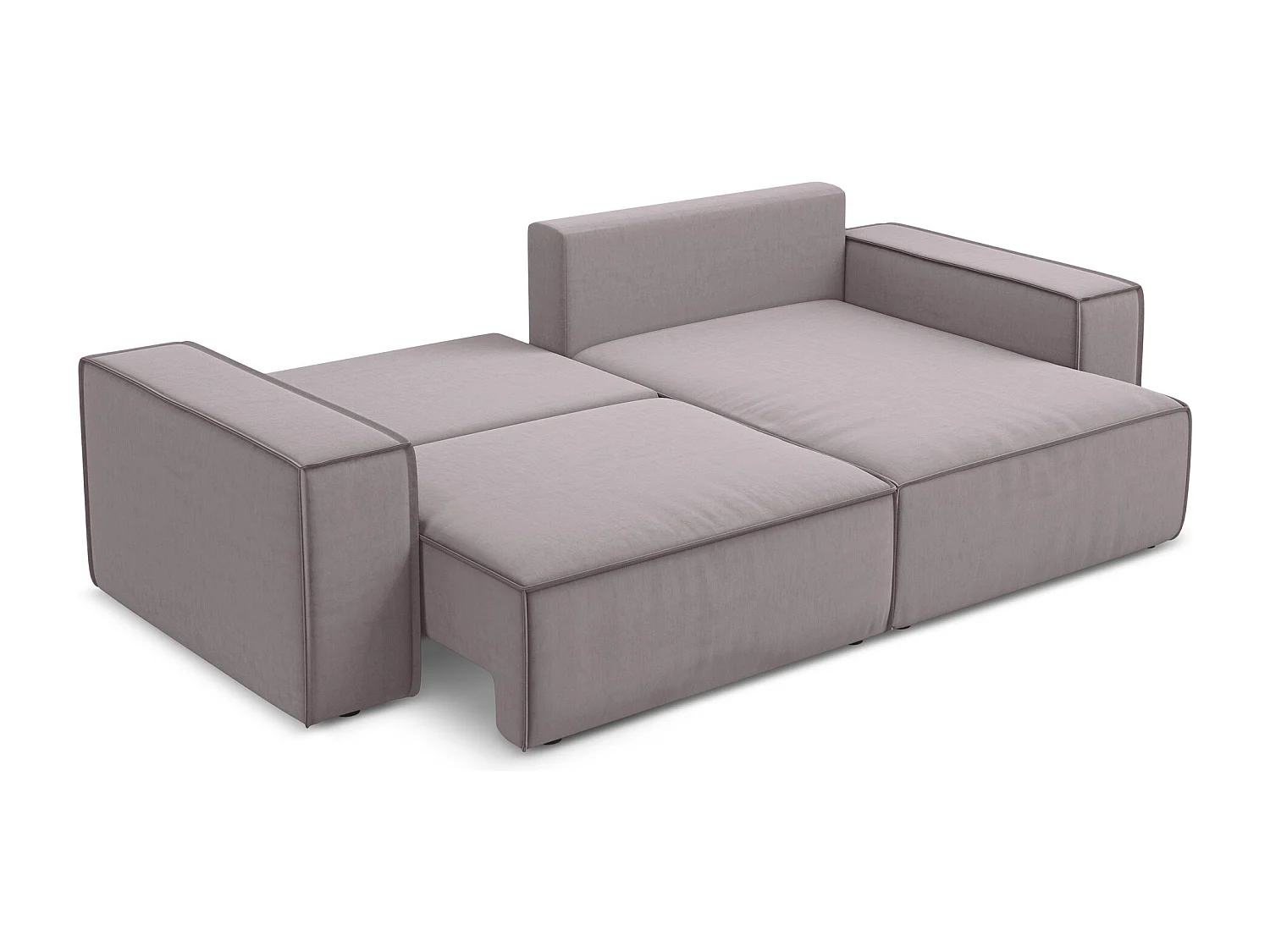 2-Sitzer Ecksofa mit Schlaffunktion - Ecke Rechts - Samt - Lavendel - KIMO