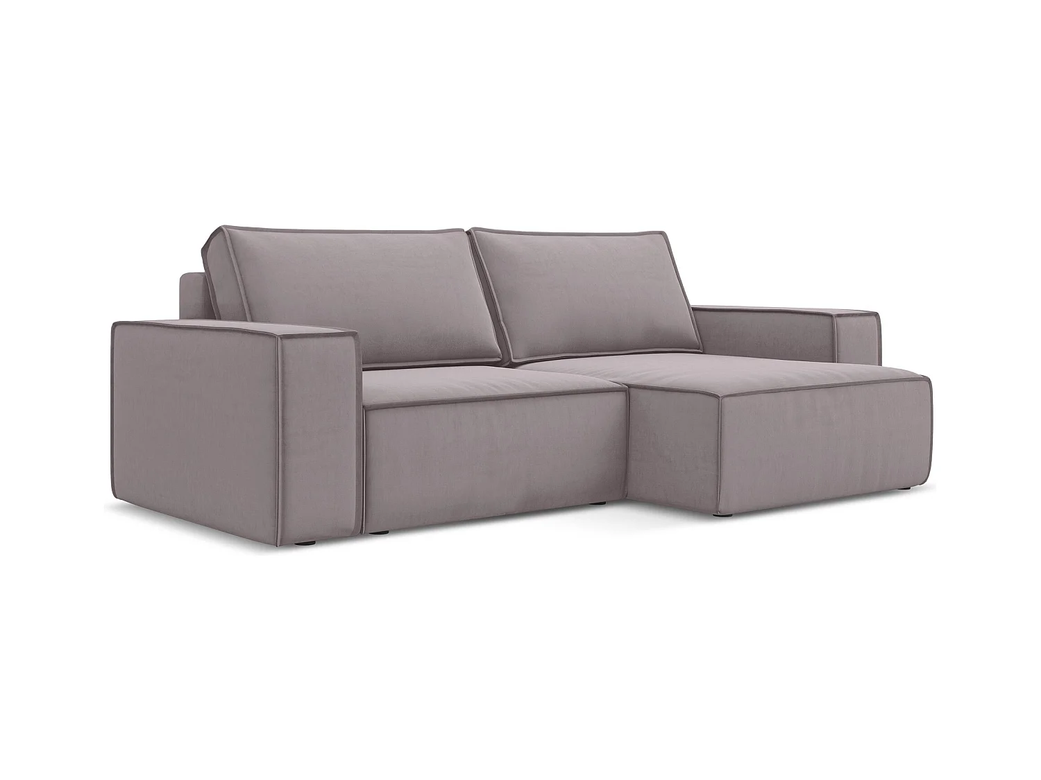 2-Sitzer Ecksofa mit Schlaffunktion - Ecke Rechts - Samt - Lavendel - KIMO