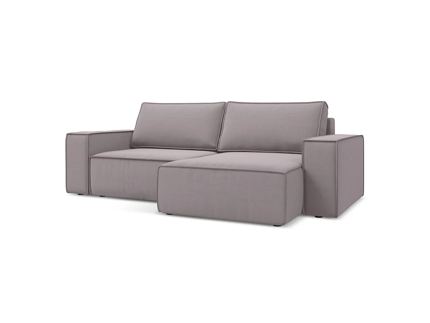 2-Sitzer Ecksofa mit Schlaffunktion - Ecke Rechts - Samt - Lavendel - LIVORNO