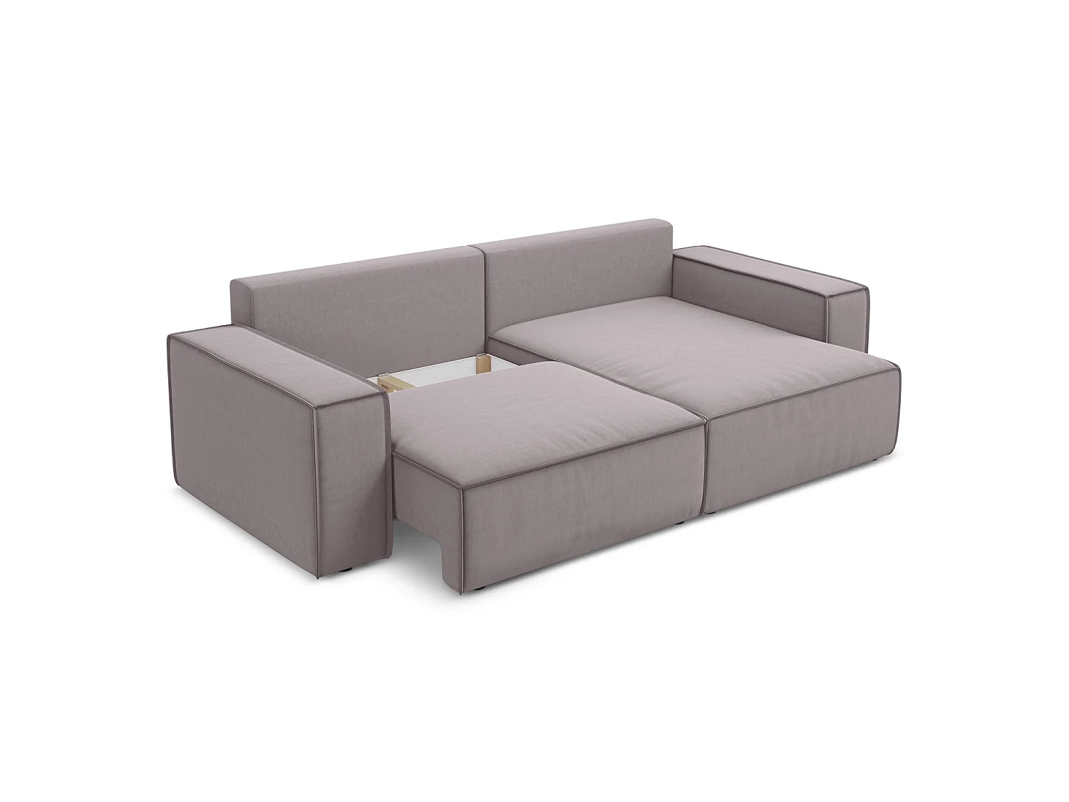 2-Sitzer Ecksofa mit Schlaffunktion - Ecke Rechts - Samt - Lavendel - LIVORNO