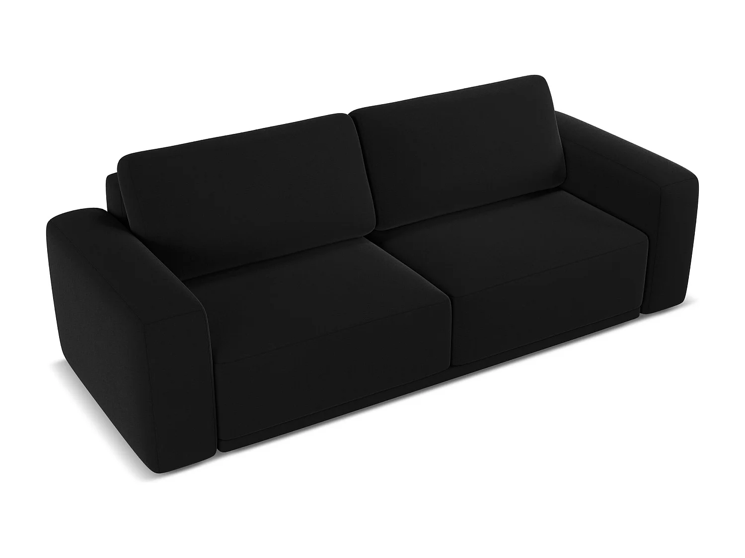 Canapé 3 places convertible en velours - noir - KAILA