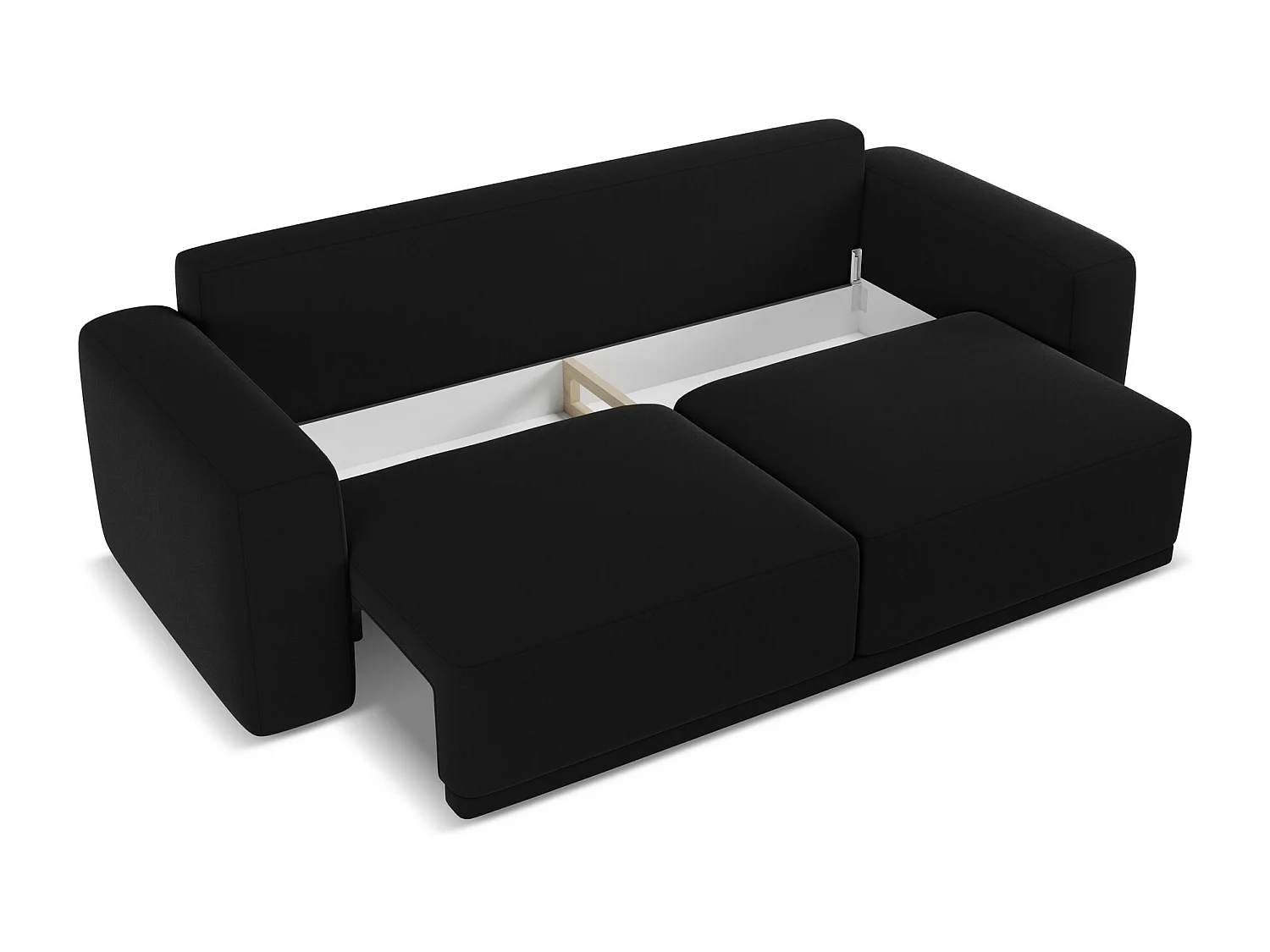 Canapé 3 places convertible en velours - noir - KAILA