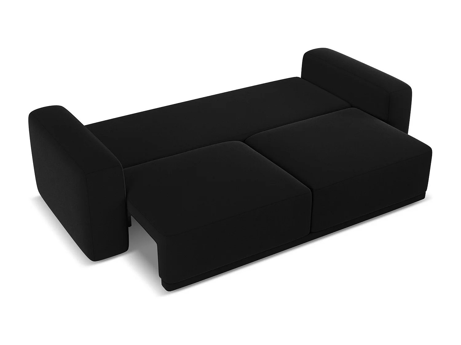 Canapé 3 places convertible en velours - noir - KAILA