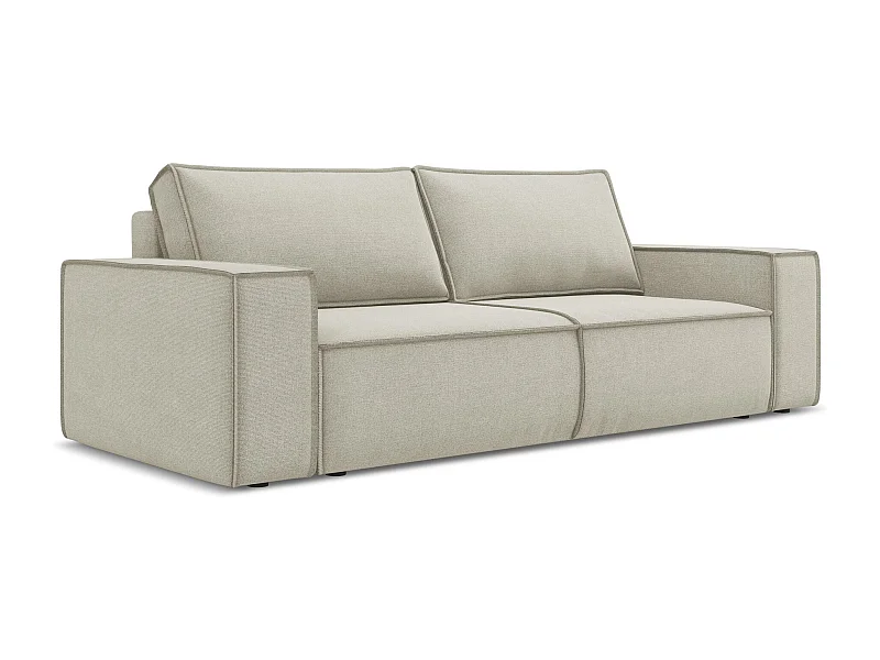 Driezits-slaapbank van lichtbeige textuurstof - KIMO