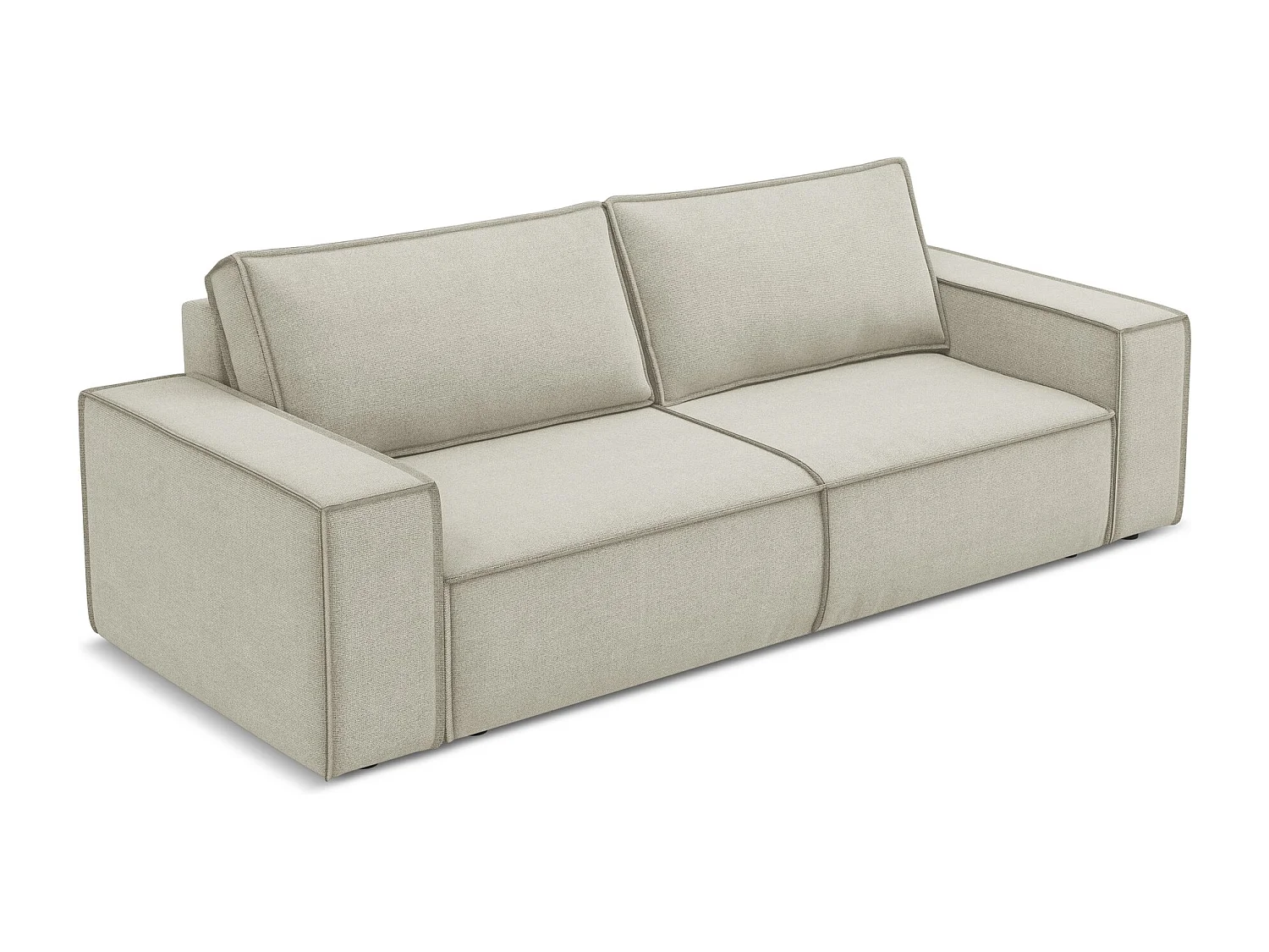 Canapé 3 places convertible en tissu texturé - beige clair - KIMO